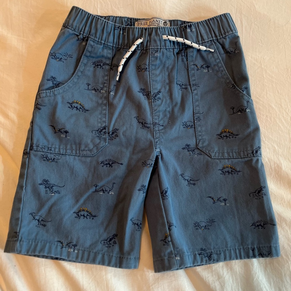 Free Planet Dinosaur Print Boy’s Shorts Size 5 Medium Blue 100% Cotton
